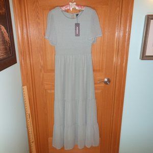 ANNEBOUTI  Smocked & Tiered Seafoam Green Maxidress